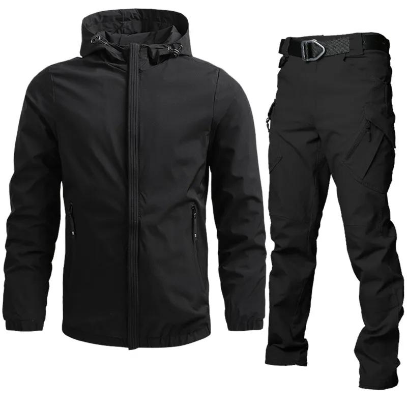 Men Outdoor Hiking Suits Waterproof Hooded Windbreaker Coat Men 2022 Autumn New Casual Jacket Tactics Military Jacke